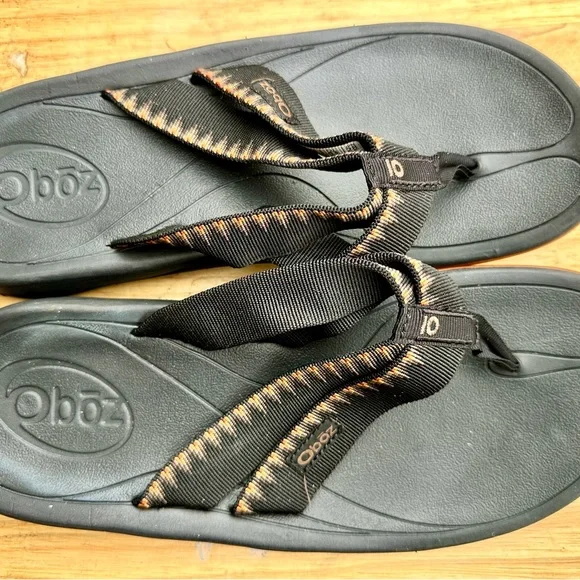 Oboz Black Outdoor Hiking Trail Flip flop Sandel Mens Size 10 - Picture 2 of 7